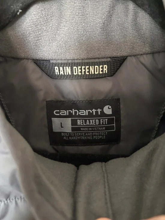 Carhartt Dark Gray Quilted Rain Defender Vest with Gold Webber Lettering - Picture 3 of 3